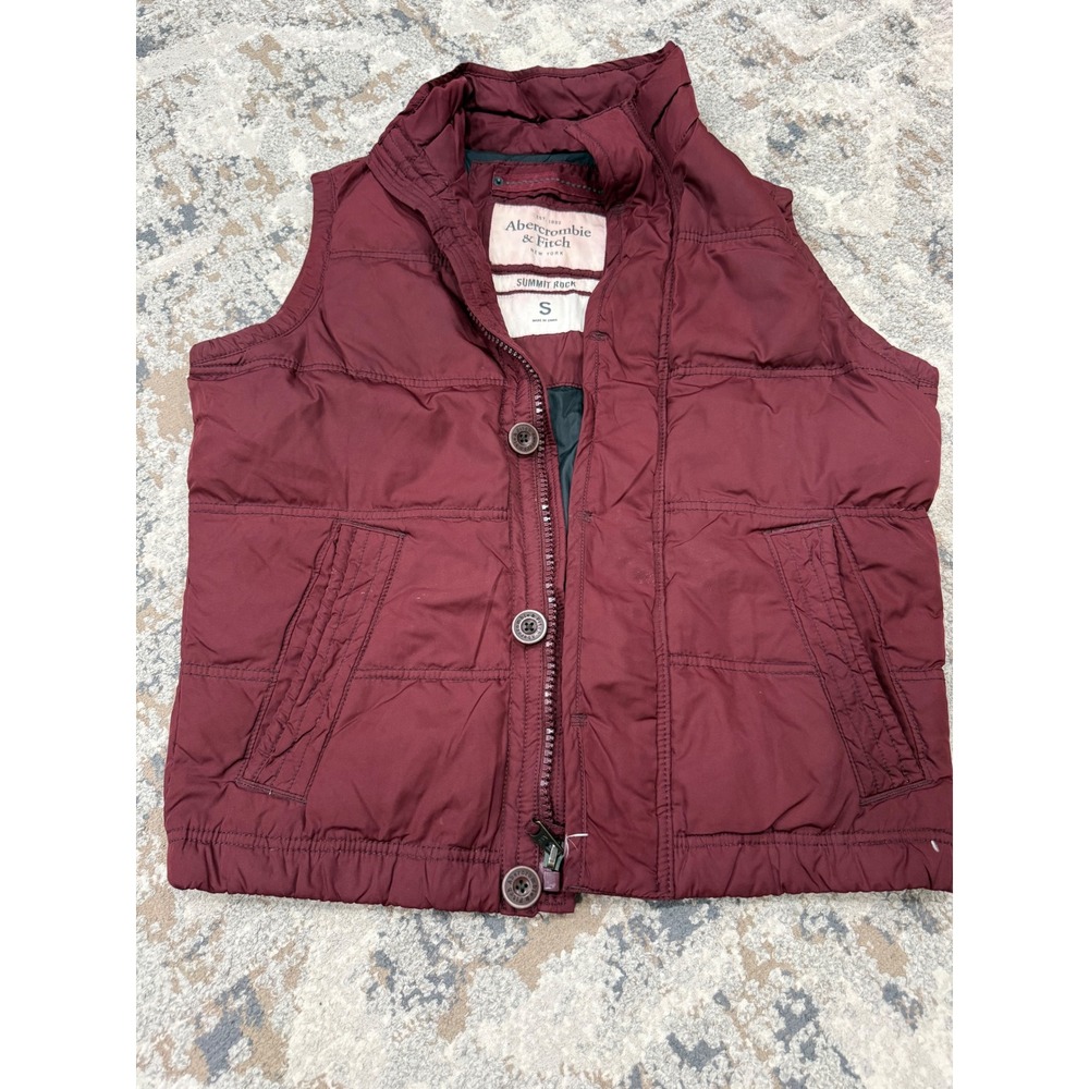 Abercrombie & Fitch Summit Rock Burgundy Puffer Vest Down Fill Mens Small
